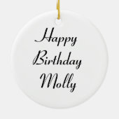 Roze Zinnia Custom Birthday Keramisch Ornament (Achterkant)