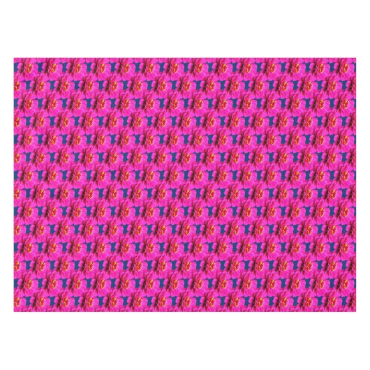 Roze Zinnia Daisy Flower Blue achtergrond Tafelkleed (Voorkant (Horizontaal))