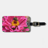 Roze Zinnia en Bumble bee Bagagelabel (Voorkant horizontaal)