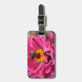 Roze Zinnia en Bumble bee Bagagelabel (Voorkant verticaal)