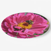 Roze Zinnia en Bumble bee Papieren Bordje (Gekanteld)