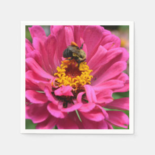 Roze Zinnia en Bumble bee Servetten