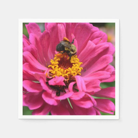 Roze Zinnia en hommel Servetten (Voorkant)