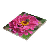Roze Zinnia en hommel Tegeltje (Zijkant)
