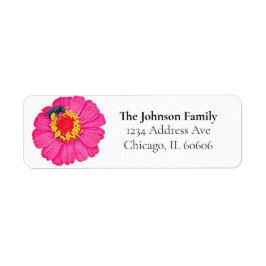 Roze Zinnia Floral Return Address Labels