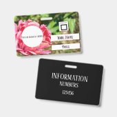 Roze Zinnia Flower Custom Afbeelding Logo Naam Tit Badge (Voor- en achterkant)