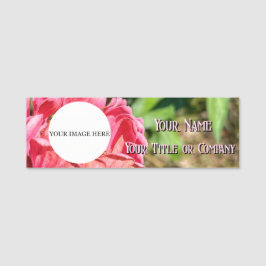 Roze Zinnia Flower Custom Afbeelding Logo Naam Tit Naamplaatje