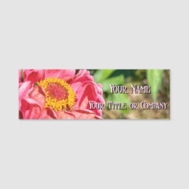 Roze Zinnia Flower Custom Afbeelding Logo Naam Tit Naamplaatje