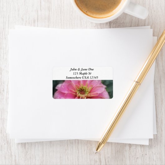 Roze Zinnia Flower Etiket (Insitu)