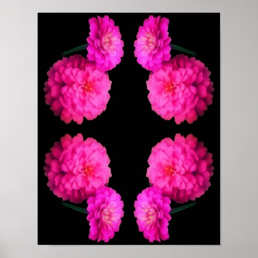 Roze Zinnia Flower Pair Abstracte Kunst Poster (Voorkant)