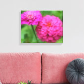 Roze Zinnia Flower Pair Canvas Afdruk (Insitu (Woonkamer))