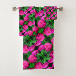Roze Zinnia Flower Pair Sluiten Abstract Patroon Bad Handdoek