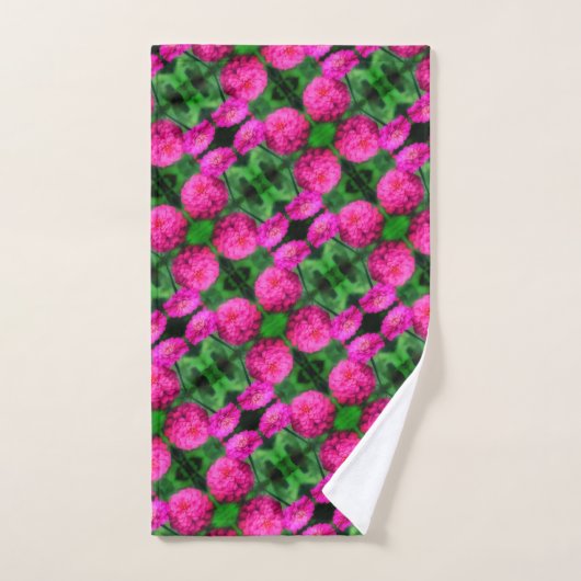 Roze Zinnia Flower Pair Sluiten Abstract Patroon Bad Handdoek (Handdoek)