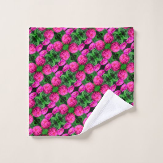 Roze Zinnia Flower Pair Sluiten Abstract Patroon Bad Handdoek (Wasdoekje)