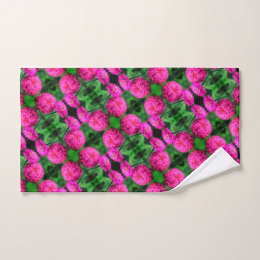 Roze Zinnia Flower Pair Sluiten Abstract Patroon Bad Handdoek (Handdoek)