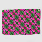 Roze Zinnia Flower Pair Sluiten Abstract Patroon Golfhanddoek (Horizontaal)