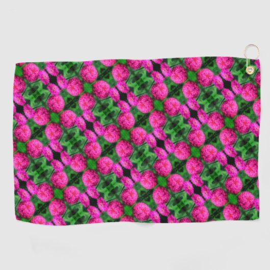 Roze Zinnia Flower Pair Sluiten Abstract Patroon Golfhanddoek (Horizontaal)