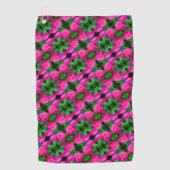 Roze Zinnia Flower Pair Sluiten Abstract Patroon Golfhanddoek (Voorkant)