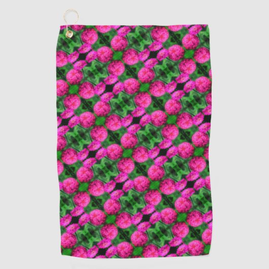 Roze Zinnia Flower Pair Sluiten Abstract Patroon Golfhanddoek (Voorkant)
