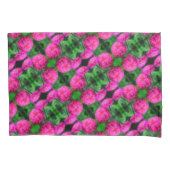 Roze Zinnia Flower Pair Sluiten Abstract Patroon Kussensloop (Voorkant)