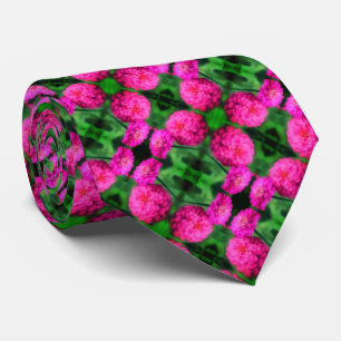 Roze Zinnia Flower Pair Sluiten Abstract Patroon Stropdas