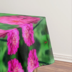 Roze Zinnia Flower Pair Sluiten Abstract Patroon Tafelkleed