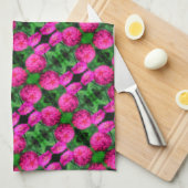 Roze Zinnia Flower Pair Sluiten Abstract Patroon Theedoek (Quarter Fold)