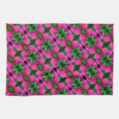 Roze Zinnia Flower Pair Sluiten Abstract Patroon Theedoek (Horizontaal)