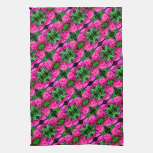 Roze Zinnia Flower Pair Sluiten Abstract Patroon Theedoek (Verticaal)