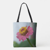 Roze Zinnia Flower Tote Bag (Achterkant)
