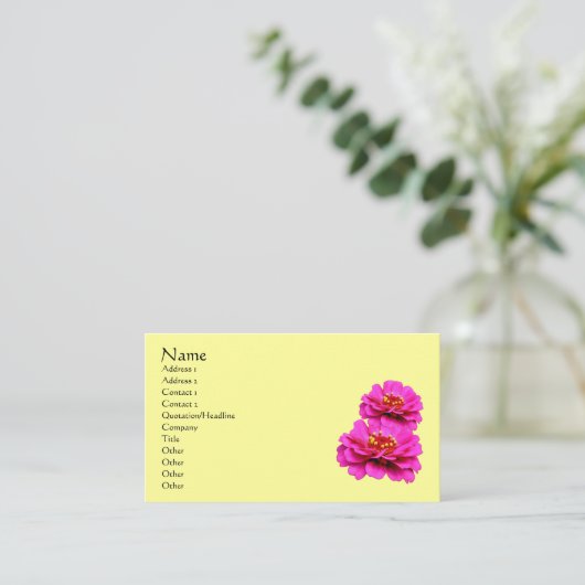 Roze Zinnia Flowers Visitekaartje (Staand voorkant)