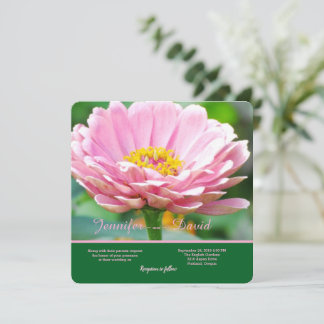 Roze Zinnia Huwelijksuitnodiging Kaart