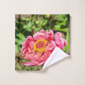 Roze Zinnia met Geel Centrum Bad Handdoek (Wasdoekje)