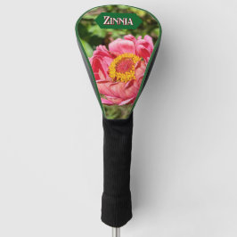 Roze Zinnia met geel centrum Golfheadcover