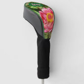 Roze Zinnia met geel centrum Golfheadcover (Schuin)
