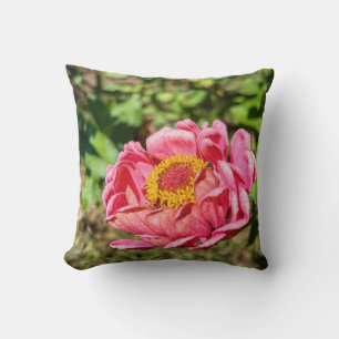 Roze Zinnia met Geel Centrum Kussen