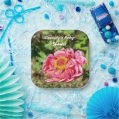 Roze Zinnia met Geel Centrum Papieren Bordje (Feest)