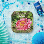 Roze Zinnia met Geel Centrum Papieren Bordje (Feest)