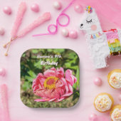 Roze Zinnia met Geel Centrum Papieren Bordje (Feest)