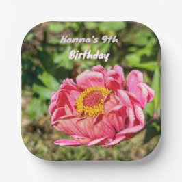 Roze Zinnia met Geel Centrum Papieren Bordje