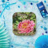 Roze Zinnia met Geel Centrum Papieren Bordje (Feest)