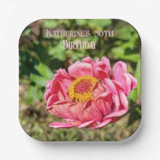 Roze Zinnia met Geel Centrum Papieren Bordje