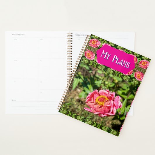 Roze Zinnia met geel middelste tapijt Planner (Display)