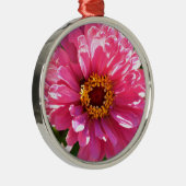 Roze Zinnia Metalen Ornament (Rechts)