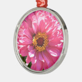 Roze Zinnia Metalen Ornament (Links)