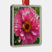 Roze Zinnia Metalen Ornament (Rechts)