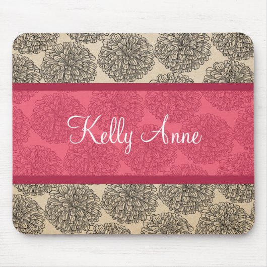 Roze  Zinnia Mousepad Muismat (Voorkant)