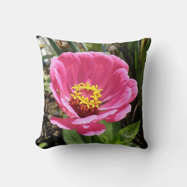  Roze Zinnia Pillow Kussen (Voorkant)