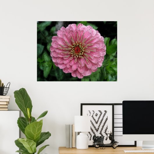 Roze Zinnia Poster (Thuiskantoor)