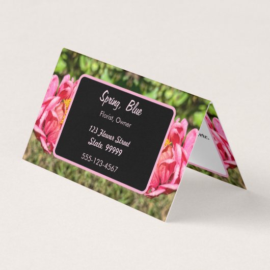 Roze Zinnias Custom Visitekaartje (Voorkant)